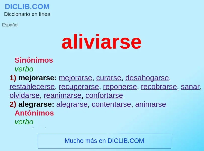 ¿Qué es aliviarse? - significado y definición