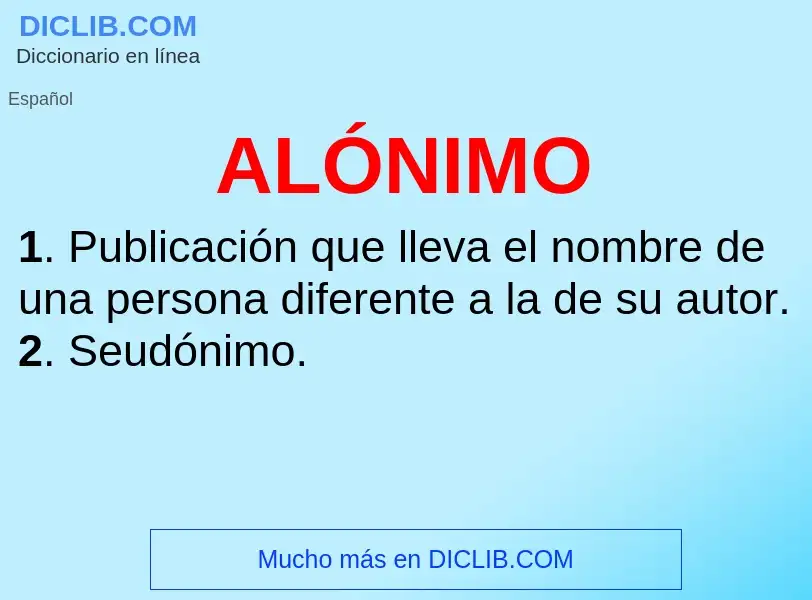 ¿Qué es ALÓNIMO? - significado y definición