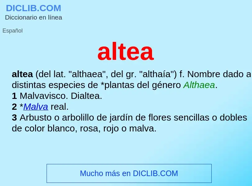 ¿Qué es altea? - significado y definición