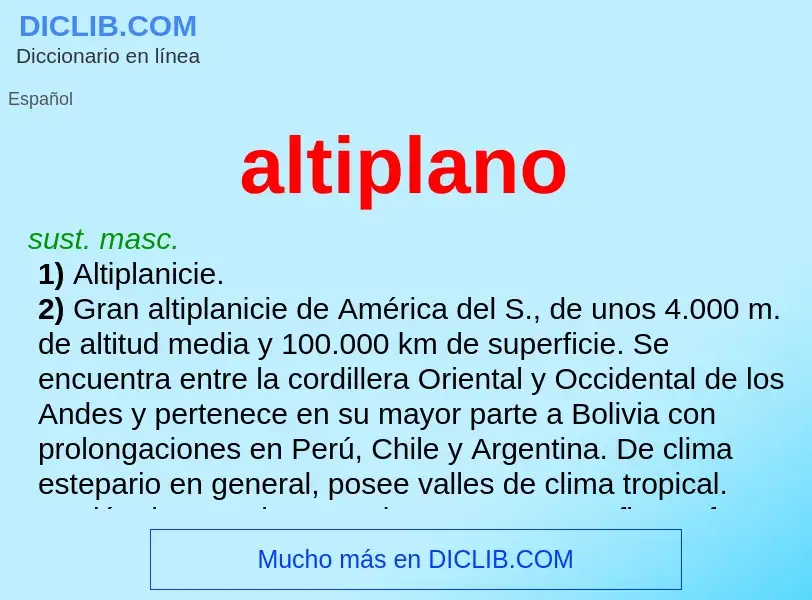 What is altiplano - meaning and definition