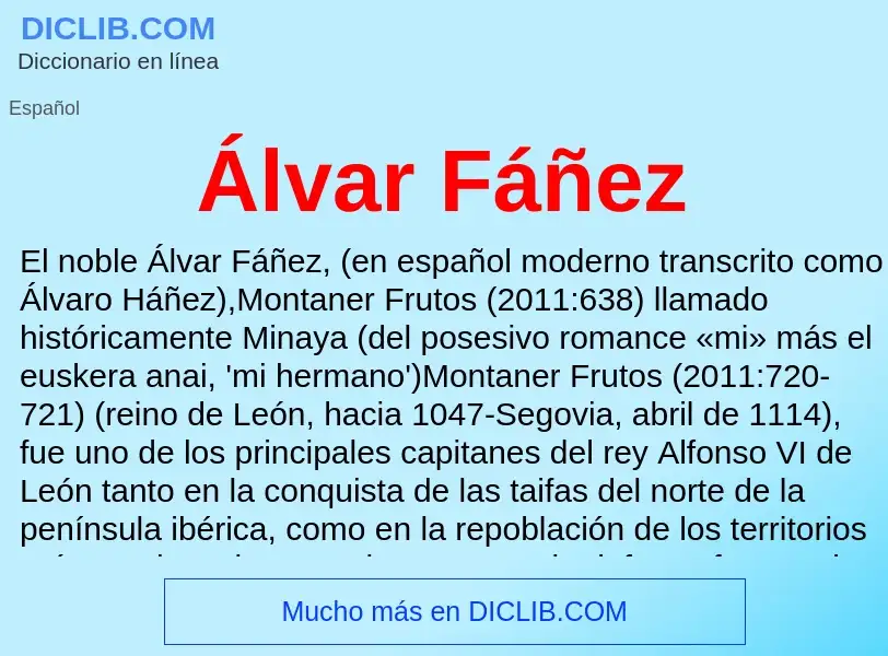 ¿Qué es Álvar Fáñez? - significado y definición