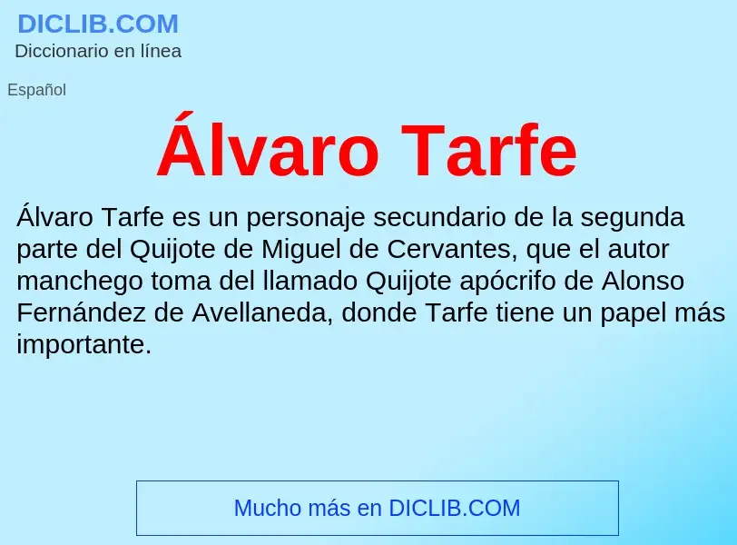 ¿Qué es Álvaro Tarfe? - significado y definición