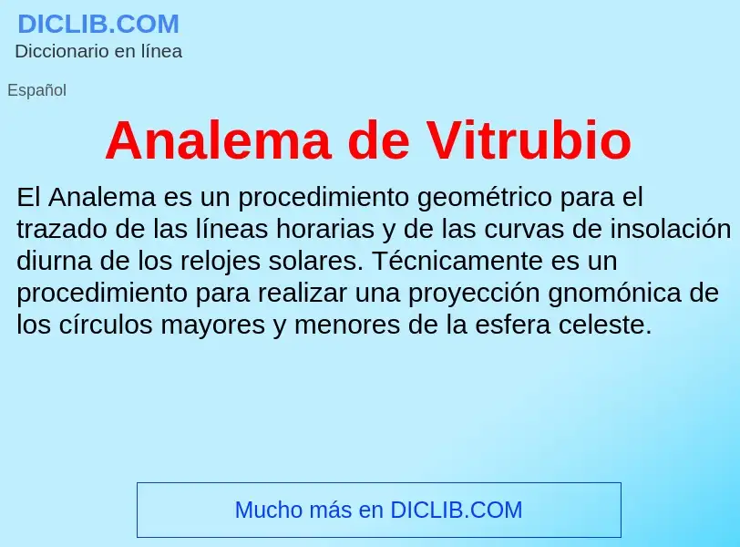 ¿Qué es Analema de Vitrubio? - significado y definición