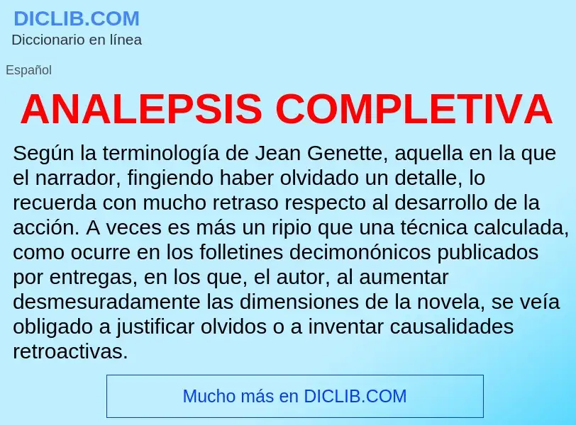 ¿Qué es ANALEPSIS COMPLETIVA? - significado y definición