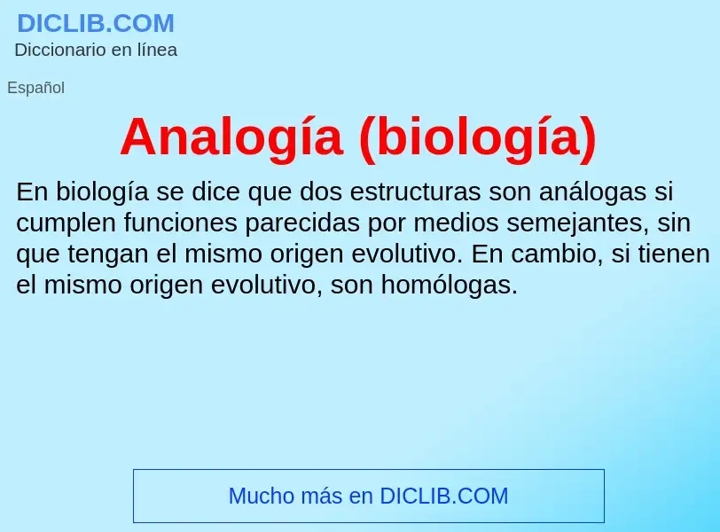 Τι είναι Analogía (biología) - ορισμός