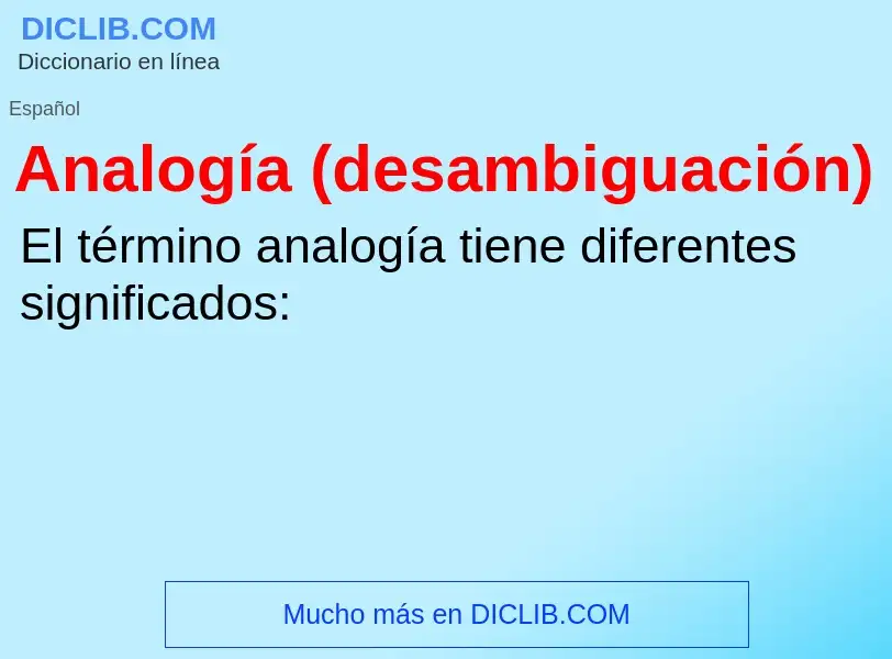 What is Analogía (desambiguación) - definition