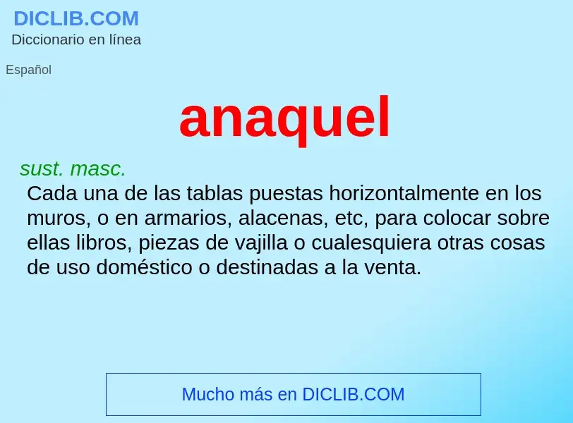 What is anaquel - meaning and definition