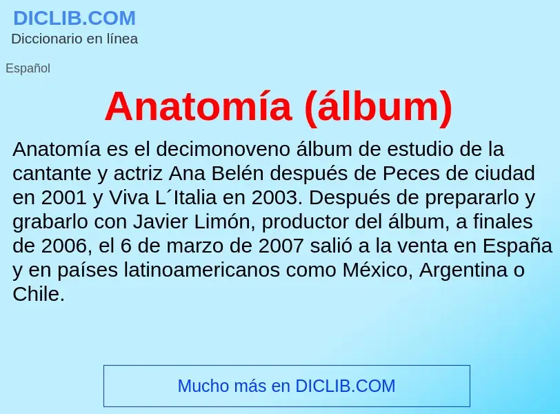 Che cos'è Anatomía (álbum) - definizione