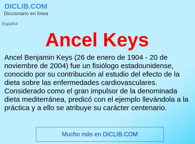 ¿Qué es Ancel Keys? - significado y definición