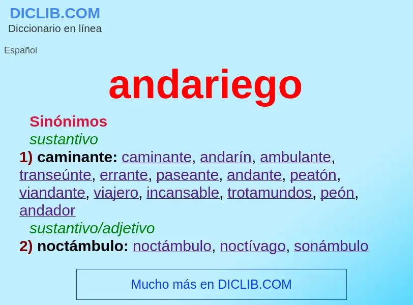 What is andariego - meaning and definition