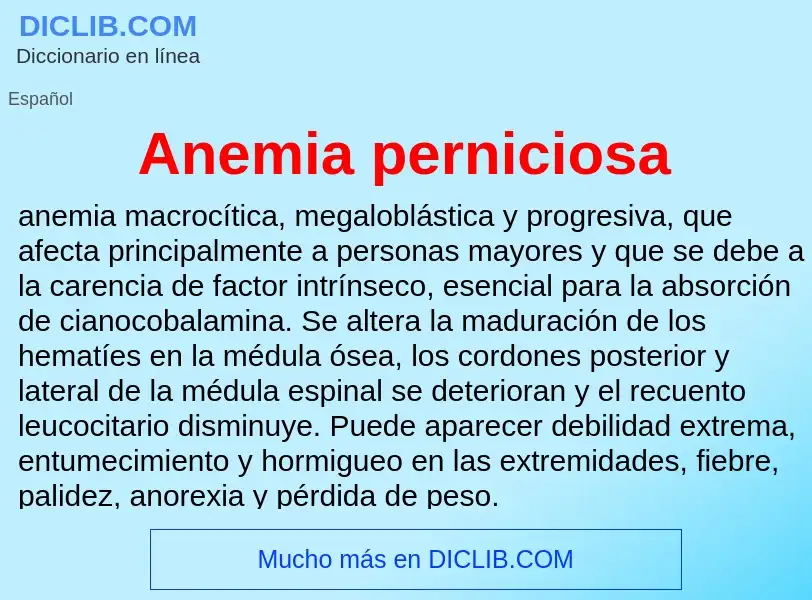 ¿Qué es Anemia perniciosa? - significado y definición