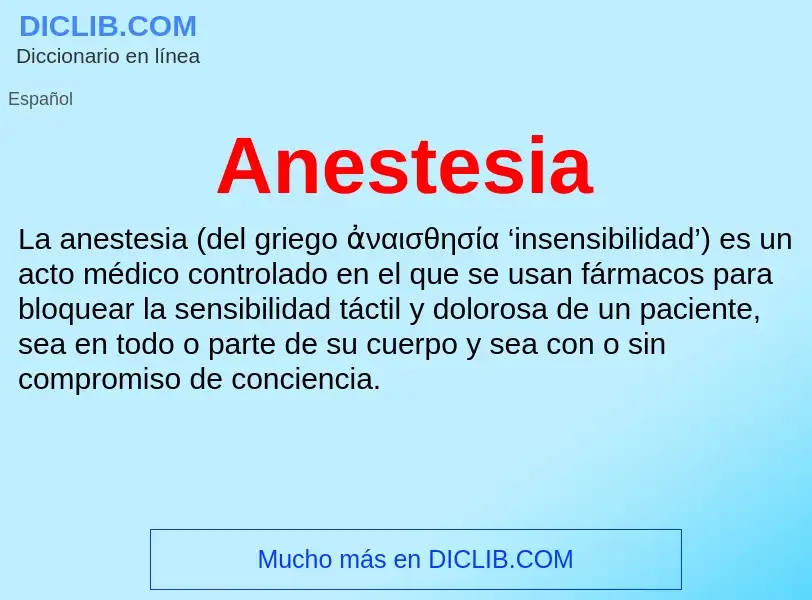 What is Anestesia - meaning and definition