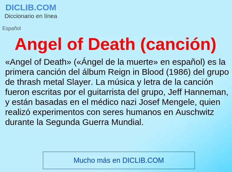 Wat is Angel of Death (canción) - definition