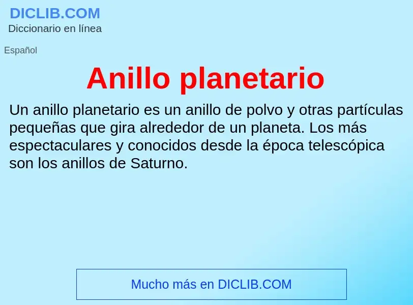 ¿Qué es Anillo planetario? - significado y definición