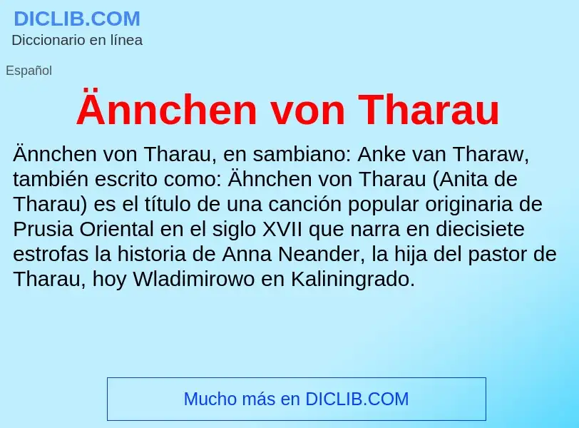 Qu'est-ce que Ännchen von Tharau - définition