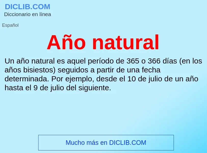 ¿Qué es Año natural? - significado y definición