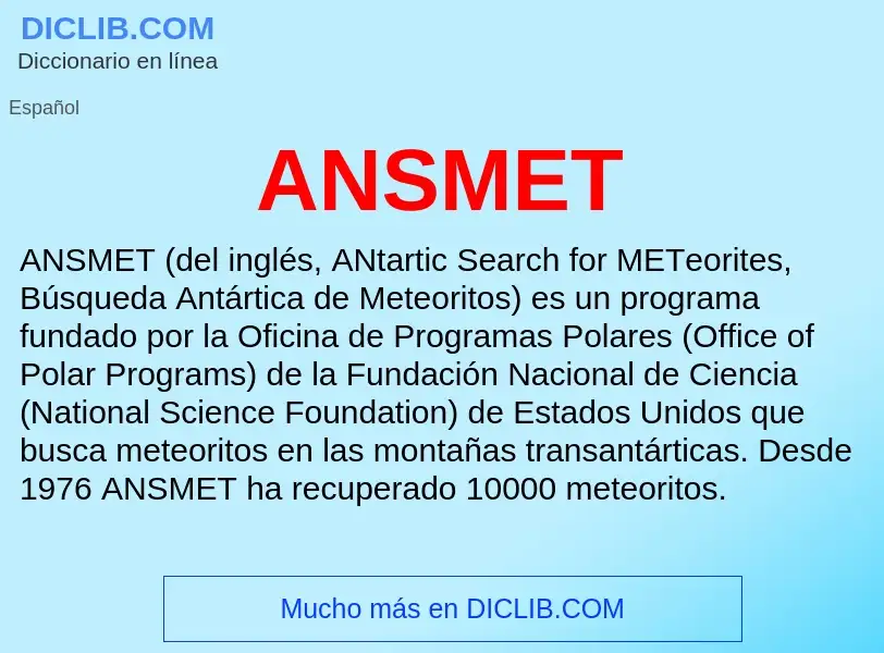 ¿Qué es ANSMET? - significado y definición