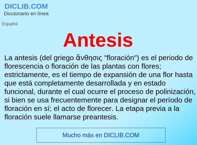 ¿Qué es Antesis? - significado y definición