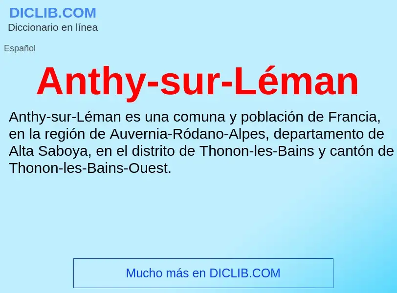 ¿Qué es Anthy-sur-Léman? - significado y definición