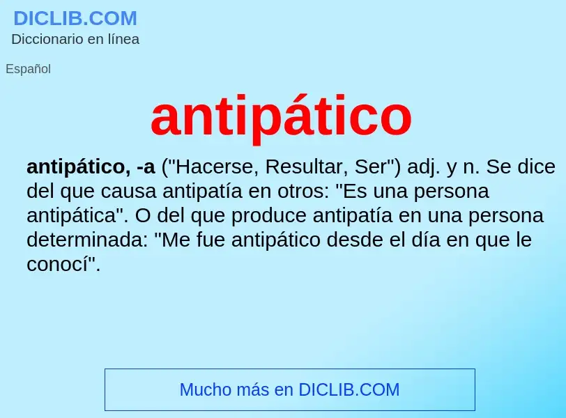 What is antipático - meaning and definition