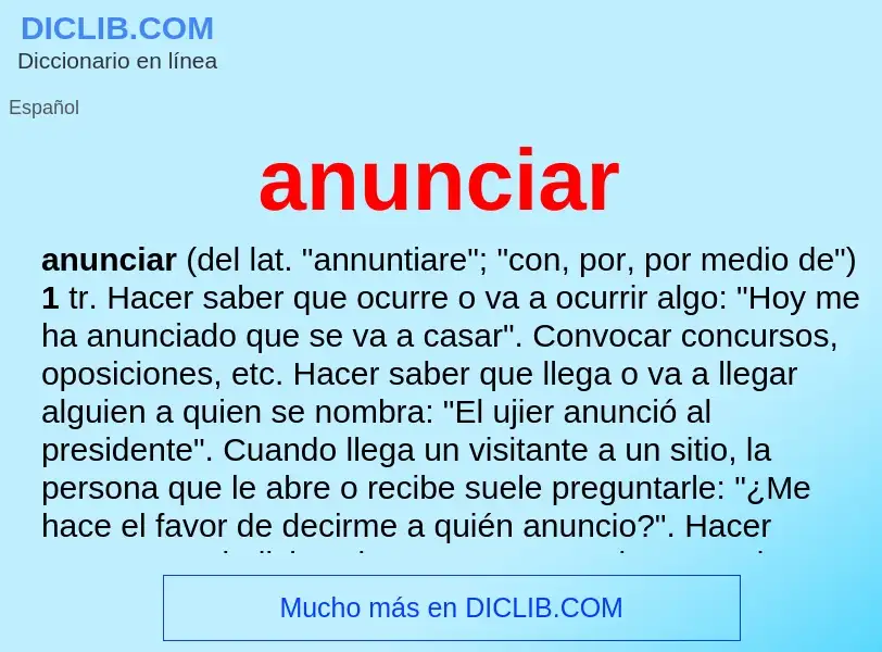 What is anunciar - meaning and definition