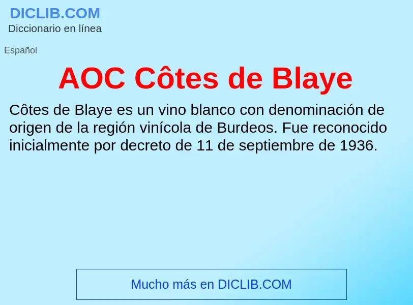 ¿Qué es AOC Côtes de Blaye? - significado y definición