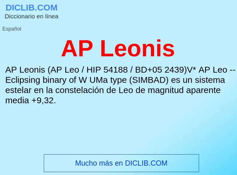 ¿Qué es AP Leonis? - significado y definición