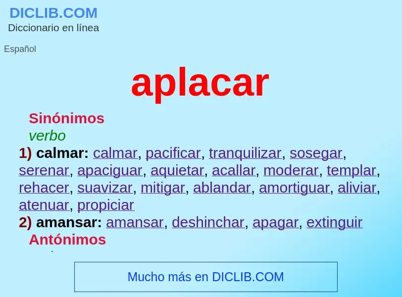 What is aplacar - meaning and definition