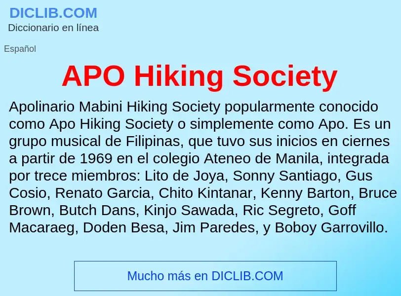 ¿Qué es APO Hiking Society? - significado y definición