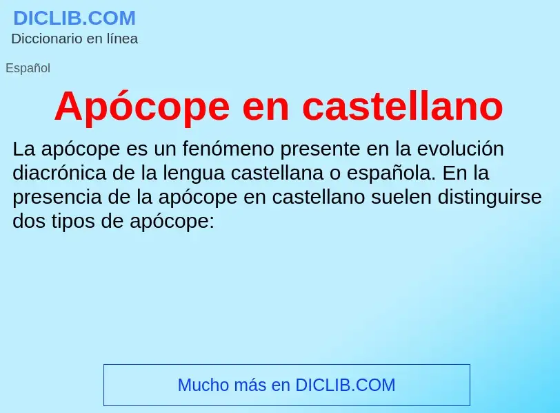 What is Apócope en castellano - definition