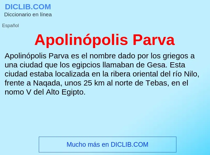 ¿Qué es Apolinópolis Parva? - significado y definición