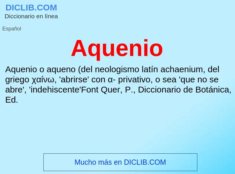 ¿Qué es Aquenio? - significado y definición