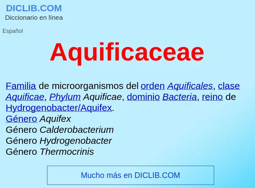 ¿Qué es Aquificaceae ? - significado y definición