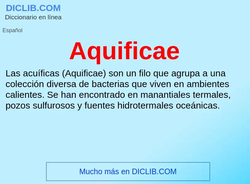 ¿Qué es Aquificae? - significado y definición