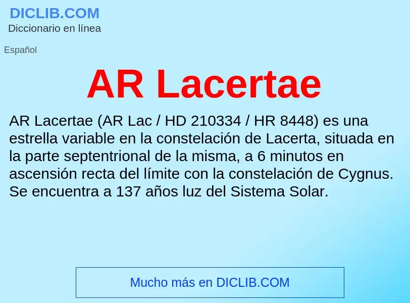 ¿Qué es AR Lacertae? - significado y definición