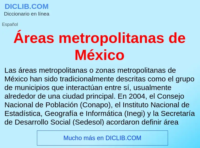 O que é Áreas metropolitanas de México - definição, significado, conceito