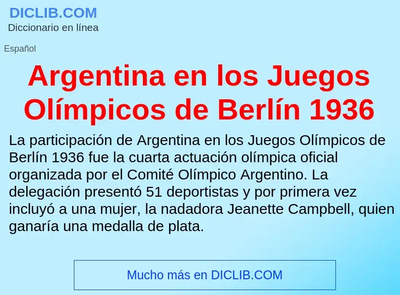 What is Argentina en los Juegos Olímpicos de Berlín 1936 - meaning and definition