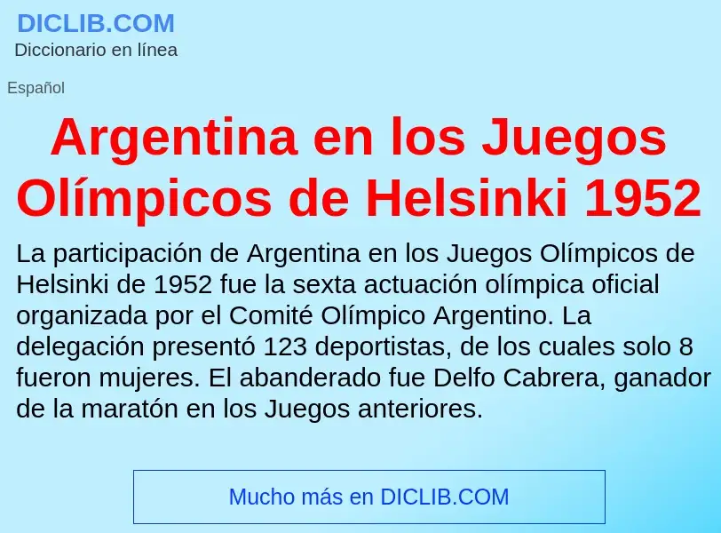 What is Argentina en los Juegos Olímpicos de Helsinki 1952 - meaning and definition