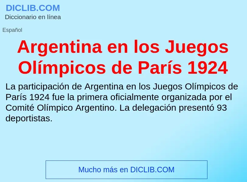 What is Argentina en los Juegos Olímpicos de París 1924 - meaning and definition