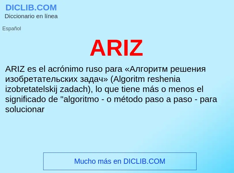 ¿Qué es ARIZ? - significado y definición