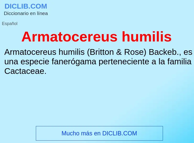 O que é Armatocereus humilis - definição, significado, conceito