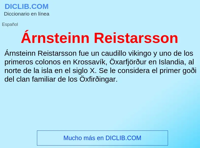 What is Árnsteinn Reistarsson - meaning and definition