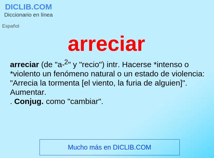 Wat is arreciar - definition