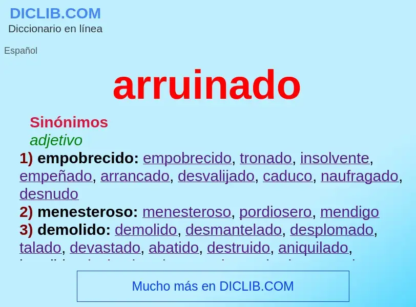 What is arruinado - meaning and definition