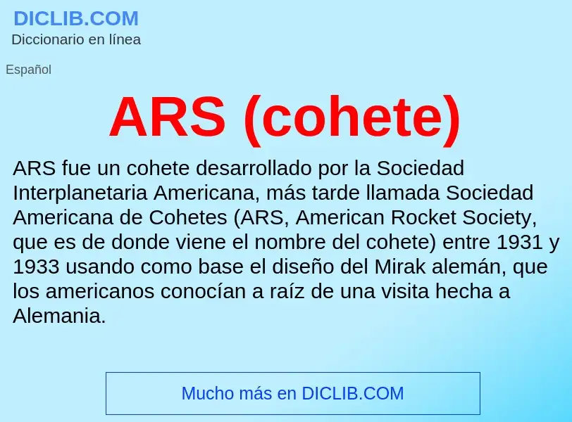 ¿Qué es ARS (cohete)? - significado y definición