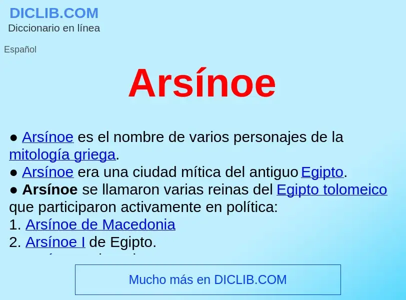 ¿Qué es Arsínoe ? - significado y definición