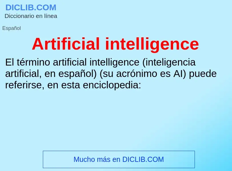 What is Artificial intelligence - meaning and definition