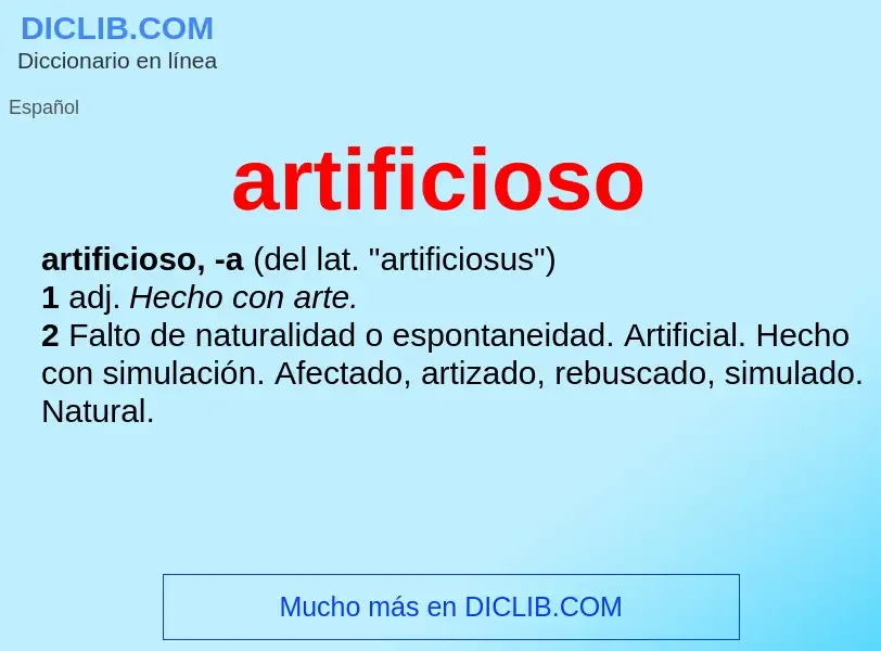 What is artificioso - meaning and definition