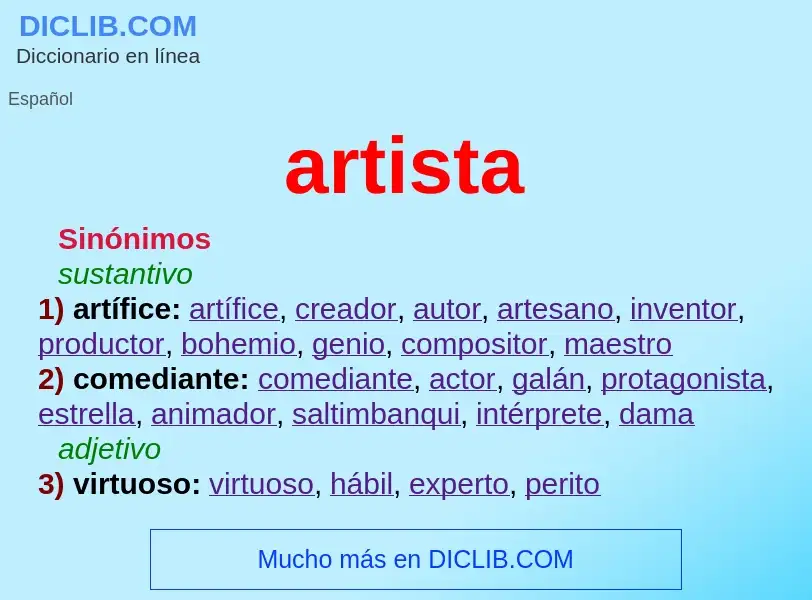 What is artista - meaning and definition