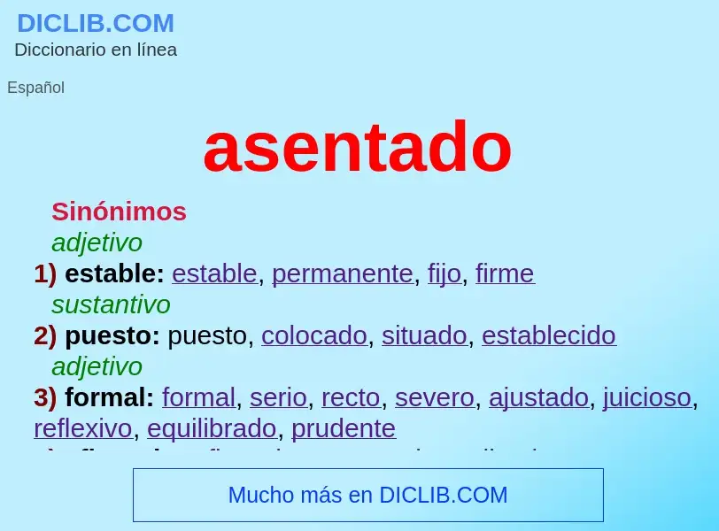 What is asentado - meaning and definition